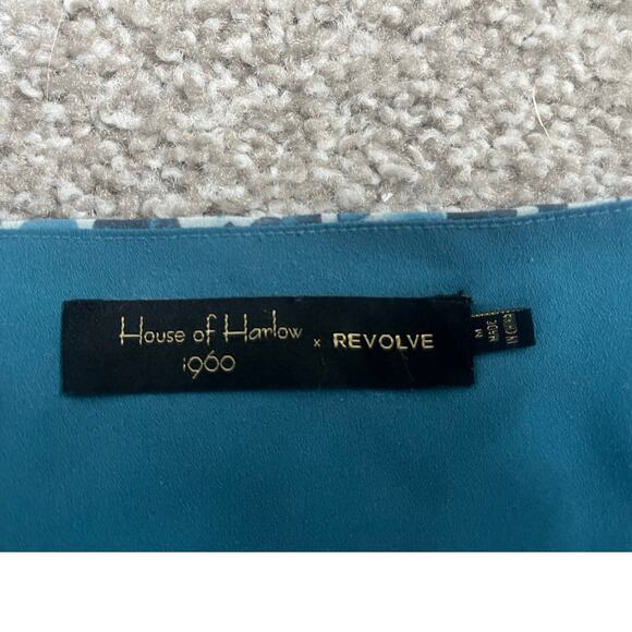 House of Harlow 1960 x Revolve Brena Dress Midi Blue Keyhole Boho Size Medium - Picture 9 of 13